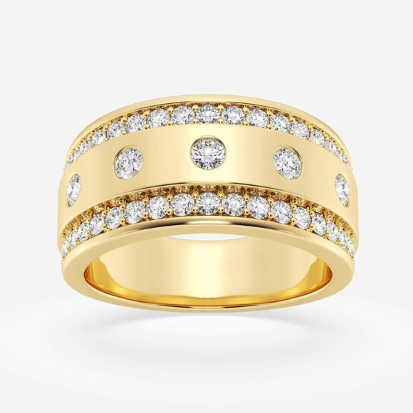 1 1/4 ctw Round Lab Grown Diamond Men's Floating Wedding Band - Picture 5 of 6